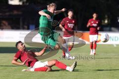 Kreisliga - Saison 2023/2024 - FC Gerolfing - Türk SV Ingolstadt - Lukas Achhammer grün Gerolfing - Halil Balaban rot Türk SV - Foto: Meyer Jürgen