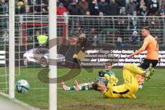 3. Liga; VfB Lübeck - FC Ingolstadt 04; Tor Jubel Treffer 0:1 Jannik Mause (7, FCI) Torwart Klewin Philipp ( VfB) Grupe Tommy ( VfB)