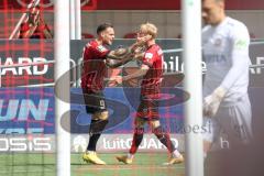 3.Liga - Saison 2022/2023 - FC Ingolstadt 04 -  SV Wehen Wiesbaden - Der 1:0 Führungstreffer durch Tobias Bech (Nr.11 - FCI) - Jubel - Patrick Schmidt (Nr.9 - FCI) - Foto: Meyer Jürgen