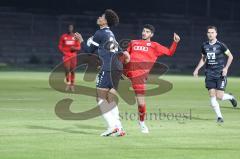 Bayernliga Süd - Saison 2022/2023 - FC Ingolstadt 04 -  VFB Hallbergmoos - Karaogul Ishak (Nr.10 - Fc Ingolstadt 04 II) - Brandon Happi Monthe schwarz Hallbergmoos - Foto: Meyer Jürgen