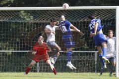 Kreisliga - Saison 2023/2024 - TSV Ober/Unterh.stadt- TSV Mümchsmünster - Emre Erdogan blau Oberh.stadt - Michael Baumhartner Torwart M.Münster - Foto: Meyer Jürgen
