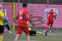 Bayernliga Süd - Saison 2022/2023 - FC Ingolstadt 04 - SV Kirchanschöring - Der 2:0 Führugstreffer durch Michael Senger (Nr.21 - FCI II) - jubel - Weber Egon Torwart Kirchanschöring - Huber Elias gelb am Boden Kirchanschöring - Foto: Meyer Jürgen