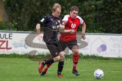 A-Klasse - Saison 2022/2023 - TSV Unsernherrn - TV 1911 Vohburg - Florian Hauber rot Vohburg - Max Schwarzbauer schwarz Unsernherrn - Foto: Meyer Jürgen