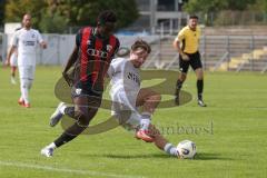 *** Bayernliga Nord - Saison 2025/26 - FC Ingolstadt 04 II - ATSV Erlangen - Jason Osei Tutu (Nr.11 - FC Ingolstadt II) - Lukas Kuschka weiss Erlangen - Foto: Meyer Jürgen