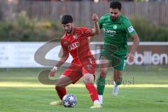 Freundschaftsspiel - Saison 2023/2024 - SV Manching - FC Ingolstadt 04 - Aristotelis Dimitriadis (Nr.2 - FCI U21) - Abou-Khalil Abdel (Nr.20 - SV Manching) -  - Foto: Meyer Jürgen