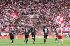 3. Liga; Rot-Weiss Essen - FC Ingolstadt 04; Tor Jubel Treffer Tobias Bech (11, FCI) mit Thomas Rausch (45, FCI) Tobias Schröck (21, FCI) Visar Musliu (16, FCI)