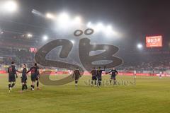 3. Liga; SSV Jahn Regensburg - FC Ingolstadt 04; Tor Jubel Treffer 0:3 Marcel Costly (22, FCI) Anzeigentafel Nebel