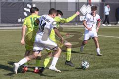 U17 DFB-Nachwuchsliga - Saison 2024/25 - FC Ingolstadt 04 - TSG Hoffenheim - Davide Milito weiss FCI - Miguel Poyatos gelb Hoffenheim - Neno Zezelj gelb links Hoffenheim - Foto: Meyer Jürgen