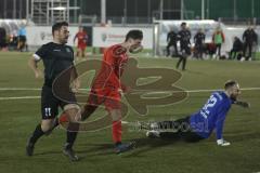 Bayernliga Süd - Saison 2021/2022 - FC Ingolstadt 04 II - VFR Garching - Der 1:0 Führungstreffer durch Domislic Renato (#17 FCI) - jubel - Dachs Dominic Torwart Garching - Sallisidid Nikoloas #11 Garching - Foto: Meyer Jürgen