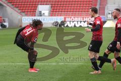 3. Liga - FC Ingolstadt 04 - Waldhof Mannheim - Tor Jubel Caniggia Ginola Elva (14, FCI) Marcel Gaus (19, FCI) Fatih Kaya (9, FCI)