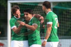 Kreisliga - Saison 2023/24 - Relegation zur BZL - FC Gerolfing - SVA Palzing -  Der 3:0 Führungstreffer durch Anastasios Porfyriadis  grün Gerolfing - jubel - Tor - Foto: Meyer Jürgen