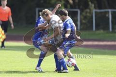 Kreisliga - Saison 2023/2024 - TSV Ober/Unterh.stadt- TSV Mümchsmünster - Maximilian Anthofer grau M.Münster - Paul Kammerbauer rechts blau Oberh.stadt - Foto: Meyer Jürgen