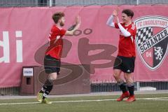 AUDI - Schanzer Amateur Cup 2023 - Finale - TSV Hohenwart - FC Mindelstetten - 5:3 - Der 1:0 Führungstreffer durch Leon Sedlmair rot Hohenwart - jubel -   -  Foto: Meyer Jürgen