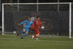 2023_11_24 - Bayernliga Nord - Saison 2023/24 - FC Ingolstadt 04 II - DJK Gebenbach - Leon Nuhanovic rot FCI - Christoph Lindner Torwart Gebenbach - Foto: Meyer Jürgen