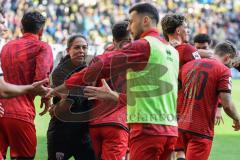 3. Liga; Alemannia Aachen - FC Ingolstadt 04; Dennis Kaygin (10, FCI) Tor Jubel Treffer 0:1 Siegtreffer, Cheftrainerin Sabrina Wittmann (FCI) bei den Fans