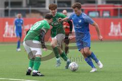 2024_2_17 - Saison 2023/24 - AUDI-Schanzer Amateur Cup - SV Hundszell - FC Gerolfing - Finale - David Wendrich grün Gerolfing - Matthias Weinzierl blau Hundszell - Den Lovric grün #20 Gerolfing - Foto: Meyer Jürgen