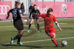 2. Frauen-Bundesliga - Saison 2021/2022 - FC Ingolstadt 04 - Eintracht Frankfurt II - Zeller Maria (#25 FCI) - Berg Johanna #18 Frankfurt - Foto: Meyer Jürgen