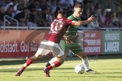 Kreisliga - Saison 2023/2024 - FC Gerolfing - Türk SV Ingolstadt - Flaur Bashota grün Gerolfing - Aytac Mandaci rot Türk Sv - Foto: Meyer Jürgen