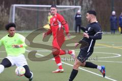 Bezirksliga - Saison 2022/2023 - FC Fatih Ingolstadt - BC Attaching - Mehmet Sin schwarz Fatih Ing. - Glory Kitoko Torwart Attaching - Foto: Meyer Jürgen