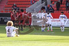 3. Liga - FC Ingolstadt 04 - Waldhof Mannheim - Spiel ist aus, 1:0, Jubel bei Ingolstadt, hängende Köpfe Mannheim, Verlaat Jesper (4 Mannheim) Jonatan Kotzke (25 FCI) Francisco Da Silva Caiuby (13, FCI) Peter Kurzweg (16, FCI) Marc Stendera (10, FCI) Mart