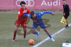 A-Junioren - Bundesliga Süd FC Ingolstadt 04 - TSG 1899 Hoffenheim - Giulio Conti (Nr.16 - FCI A-Junioren) rot - Dagdeviren Diren blau Hoffenheim -  Foto: Meyer Jürgen