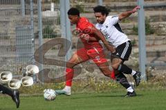Bayernliga Nord - Saison 2023/2024 - FC Ingolstadt 04 - FC Coburg - David Udogu rot FCI - Tevin Mc Cullough weiss Coburg - Foto: Meyer Jürgen