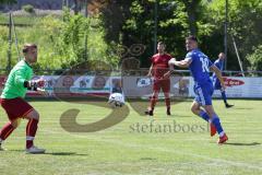 A-Klasse - FT Ingolstadt Ringsee - MBB SG Manching - Der 0:3 Führungstreffer durch Nico Zirngibl #10 blau Manching - jubel - Ersatztorhüter bei Ringsee namentlich nicht bekannt - Foto: Jürgen Meyer