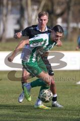 Landesliga - Saison 2025/26 - SV Manching - TSV Schwabmünchen - Leon Peric (Nr.20 - SV Manching) - Di Maggio Matteo schwarz Schwabmünchen - Foto: Meyer Jürgen