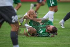 Landesliga - Saison 2026/27 - SV Manching - SC Cosmos Aystetten - Daniel Schweiger (Nr.11 - SV Manching) verletzt am Boden - XXXXX - Foto: Meyer Jürgen
