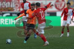 2024_1_20 - 3. Liga - Saison 2023/24 - HallescherFC - FC Ingolstadt 04 -  - Yanick Deichmann (Nr.20 - FC Ingolstadt 04) - Nico Hug (Nr.22 - HallescherFC ) - Foto: Meyer Jürgen