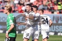 3. Liga; FC Ingolstadt 04 - Hannover 96 II; Tor Jubel Treffer 3:3 Ausgleich Ryan Malone (16, FCI) Gustav Christensen (24, FCI) Deniz Zeitler (38, FCI)