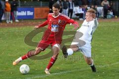Kreisklasse - Saison 2023/2024 -SV Stammham - TSV Kösching - Stefan Winzinger rot Kösching - Jonas Korn weiss Stammham - Foto: Meyer Jürgen