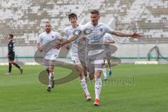 3. Liga - SV Wehen Wiesbaden - FC Ingolstadt 04 - Ausgleich Tor 1:1, Stefan Kutschke (30, FCI) Jubel, Merlin Röhl (34, FCI) Fatih Kaya (9, FCI) Filip Bilbija (35, FCI)