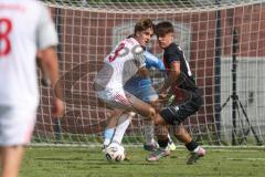 *** A-Junioren Bundesliga  - Saison 2025/26 - A-Junioren - FC Ingolstadt 04 - 1. FC Nürnberg - Hengmith Timo rot FCI - Lagano Fabio weiss Nürnberg - Foto: Meyer Jürgen