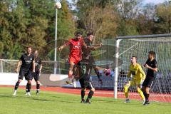 Bezirksliga - Saison 2022/2023 - FC Fatih Ingolstadt - SV Manching  - Torwart Obermeier  Thomas (Nr.1 - SV Manching) - Akif Abasikeles rot FC Fatih - Spies Daniel (Nr.22 - SV Manching) - Foto: Meyer Jürgen