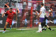 3. Liga; FC Ingolstadt 04 - Erzgebirge Aue; Marcel Costly (22, FCI) Tor Jubel Treffer 3:1 Torwart Lord Louis (22 Aue) Zobel Tristan (25 Aue)