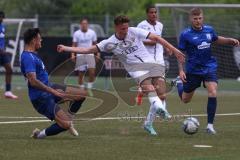 Freundschaftsspiel - Saison 2024/25 - FC Ingolstadt 04 II - TSV Rain/Lech  - Din Alajbegovic (Nr.20 - FCI U21) - Reichl Tobias blau Rain/Lech - Miskovic Marko blau links Rain/Lech - Foto: Meyer Jürgen