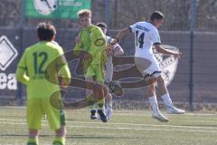U17 DFB-Nachwuchsliga - Saison 2024/25 - FC Ingolstadt 04 - TSG Hoffenheim - Davide Milito weiss FCI - Neno Zezelj gelb Hoffenheim - Foto: Meyer Jürgen