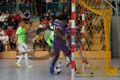 Lotto - Hallen - Bayerncup - Oberbayern -  Saison 2022/2023  - MTV Ingolstadt - FC Penzberg - 3:1 - Juvencio Boa trifft zum 1:0 Führungstreffer - jubel - Foto: Meyer Jürgen