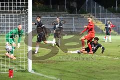 Bayernliga Süd - Saison 2022/2023 - FC Ingolstadt 04 -  VFB Hallbergmoos - Der 1:1 Ausgleichstreffer durch Udogu David (Nr.2 - Fc Ingolstadt 04 II) - Jubel - Gashi Egson (Nr.9 - Fc Ingolstadt 04 II) - Carl Opitz schwarz Hallbergmoos - Dominic Dachs Torwar