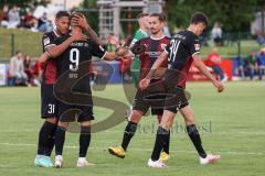 Testspiel - 2. Bundesliga - VfB Eichstätt - FC Ingolstadt 04 - Tor Jubel Fatih Kaya (9, FCI) mit Justin Butler (31, FCI) Jonatan Kotzke (25, FCI)