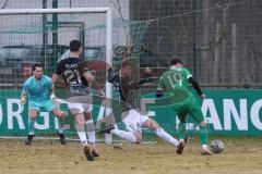Bezirksliga - Saison 2024/25 - FC Gerolfing - FC Fatih Ingolstadt - Torwart Marco Ernhofer (Nr.22 - FC Fatih) - David Simm (Nr.19 - FC Gerolfing) - Dardan Berisha (Nr.5 - FC Fatih) - Marko Miskovic (Nr.21 - FC Fatih) - XXXXX - Foto: Meyer Jürgen