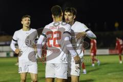 Toto-Pokal; 
Türkgücü München - FC Ingolstadt 04; Tor Jubel Treffer Arian Llugiqi (25, FCI) Marcel Costly (22, FCI) Julian Kügel (31, FCI)