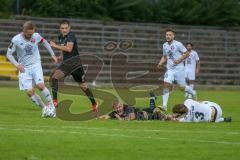 Bayernliga Süd - Saison 2021/2022 - FC Ingolstadt 04 II - SV Donaustauf - Riedl Fabio (#18 FCI) - Fabian Vogl weiss #3 Donaustauf - Foto: Meyer Jürgen