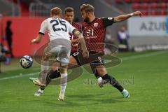 3. Liga - Saison 2023/24 - FC Ingolstadt 04 - Waldhof Mannheim - Yanick Deichmann (Nr.20 - FCI) - Luca Bolay (#25 Mannheim) - Foto: Meyer Jürgen