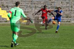 A - Junioren Bundesliga Süd/Südwest -  Saison 2021/2022 - FC Ingolstadt 04 - Karlsruher SC - Udebuluzor Michael (#21 FCI) - Weiß Max Torwart Karlsruhe - Foto: Meyer Jürgen