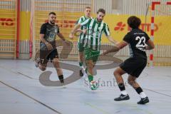 Lotto Bayern Hallencup - Lindenkreuzhalle Saison 2024/25 - DJK München -  SV Manching - Daniel Schweiger grün Manching - Collin Appiah schwarz München - Foto: Meyer Jürgen