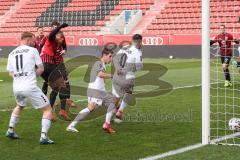 3. Liga - FC Ingolstadt 04 - Waldhof Mannheim - Im Gewirr trifft Caniggia Ginola Elva (14, FCI) zum 1:0 Tor Jubel, Ferati Arianit (10 Mannheim) Martinovic Dominik (11 Mannheim)