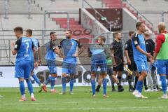 2.BL; FC St. Pauli - FC Ingolstadt 04, Spiel ist aus, 4:1 Niederlage, enttäuschte Gesichter bei Ingolstadt, Rico Preißinger (6, FCI) Fatih Kaya (9, FCI) Merlin Röhl (34, FCI) Tobias Schröck (21, FCI) Dennis Eckert Ayensa (7, FCI)