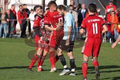 Kreisklasse - Saison 2022/2023 - SV Stammham - SC Steinberg - Der 1:0 Führungstreffer durch Michael Kraft rot Stammham - jubel - Foto: Meyer Jürgen